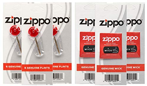 Zippo Docht und Zündstoff für Zippo-Feuerzeuge, je 3 Stück, 6er-Pack