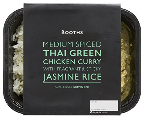 Booths Medium Spiced Thai Green Chicken Curry with Fragrant & Sticky Jasmine Rice, 400g - Serves 1