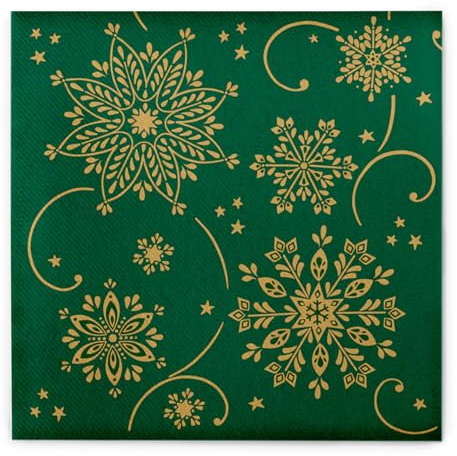 Mank Airlaid Servietten 40x40 cm, Premium Einweg-Serviette, grün stoffähnlich und saugstark, perfekt für Weihnachtsfeiern & Adventsfeiern, Weihnachtsservietten 50 Stück Cristal (Grün)