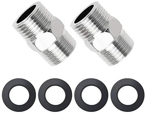 Be In Your Mind 2 Stück 2/1 Zoll Brauseschlauch Verlängerungen Duschschlauch Brauseschlauchverbinder mit 4 Stück Unterlegscheiben 201 Edelstahl Fitting Adapter