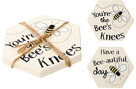 Carousel Home and Gifts Lovely Set Of 2 Hexagon Bumble Bee Tea Coffee Drinks Coasters ~ Cup Mug Table Mats