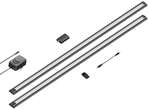ledscom.de Smarte LED Unterbau-Leuchte SIRIS schwarz matt, WLAN-Controller flach, Smart-Home, Alexa-fähig je 90cm, je 963lm, warmweiß, 2er Set