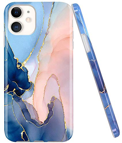 JAHOLAN iPhone 11 Hülle Handyhülle TPU Silikon Weiche Schlank Schutzhülle Handytasche Gummi Dünn Flexibel Case Handy Hülle für iPhone 11 2019 6.1 Zoll - Marmor Purple