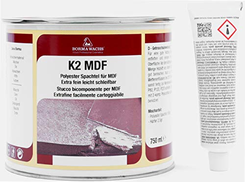 BORMA Profi -1650-2K MDF Kitt Holzkitt Spachtel Holzmasse 750ml Schwarz - 60