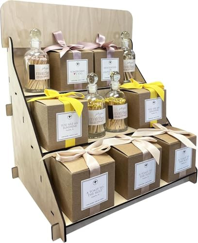 Tragbarer Holzständer für Einzelhandel, 3-stufige Erhöhung, Handwerksshows, Bauernmärkte, Messen, keine Montage, flach verpackt, Seife, CBD-Schmuck, Gewürze, Becher, Becher, Becher