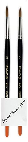Pinceau Raphael Series 8404 ,kolinsky Rouge Sable Pinceau Set 2 pcs,Taille 2, 3 . (Raphael France)