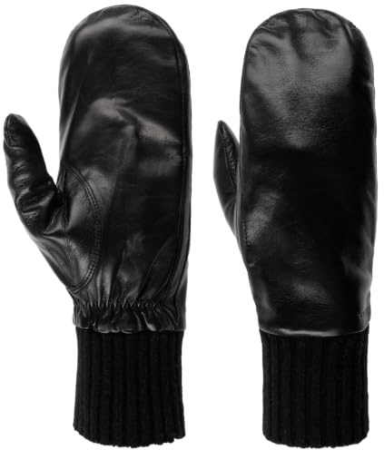 Hestra Tina Fäustlinge Fausthandschuhe Lederhandschuhe Damenhandschuhe Damen/Herren - mit Futter Winter Herbst-Winter - 7 1/2 HS schwarz
