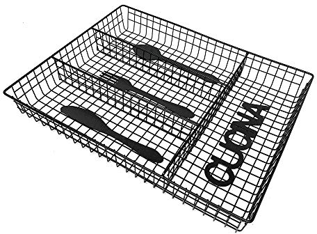 Vetrineinrete® Portaposate da cassetto 4 Scomparti in Metallo Organizer cassetti da Cucina Vassoio Porta Posate Forato D32