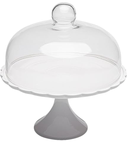 Présentoir à gâteau avec en céramique et cloche en verre pour dessert, fromage, pâtisserie, 255 mm