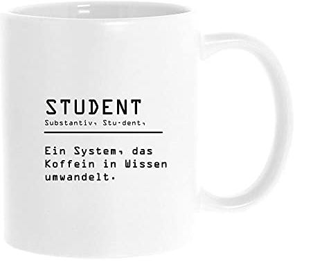STEMPEL-FABRIK Keramiktasse mit Aufdruck - Definition Student - Kaffeetasse - Kaffeebecher - Bedruckte Tasse - Geschenkidee für Studenten - Teetasse - Tasse mit Spruch - Uni Becher - Lustig - Witzig