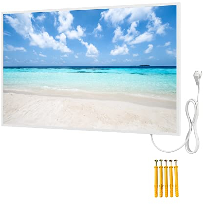 BR Bringer Bild Infrarotheizung mit Rahmen - Bildheizung mit UV Druck - 100x60x1,8cm - Malediven