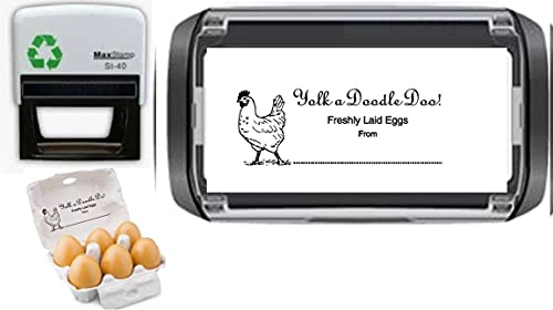 Personalised Egg Box self Inking Stamp 73 x 35 mm Yolk a Doodle Doo Design