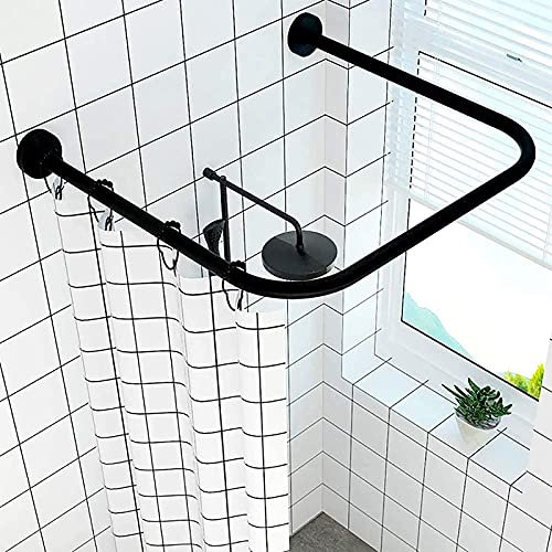 Extensible Barre Rideau Douche Arrondie En Forme U,Tringle à Rideaux De Douche Angle En Acier Inoxydable Arquée De,Barre Rideau Douche Sans Perçage,pour Salle Bains,Cabine Douche(Color:80*80*80cm)
