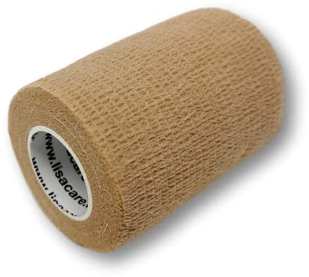 LisaCare 12er-Set Fixierbinden 7,5cm in Beige - Selbstklebender Verband - Tier Verband - Haftbandage für Hund Pferd Katze (Beige)