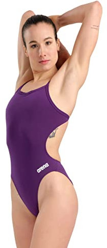 ARENA Solid Challenge Team Costume Intero Donna, Costume Donna ad Asciugatura Rapida, Costume da Bagno Sportivo in Tessuto MaxLife Eco Resistente al Cloro, Protezione UV, Tessuto Frontale Foderato