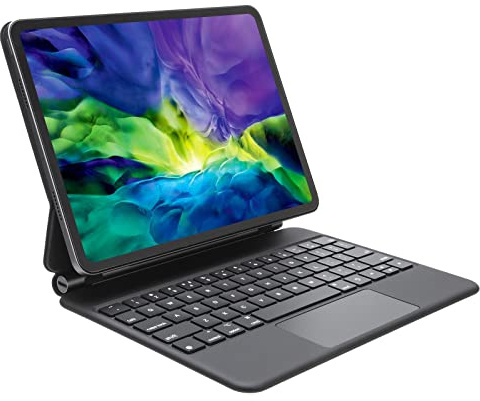 Wainyok Tastaturhülle im Magic-Style für iPad Pro 12,9 Zoll (2022 6. Gen/ 2021 5. Gen/ 2020 4. Gen/ 2018 3. Gen), kabellose Bluetooth-Tastatur mit Trackpad, Hintergrundbeleuchtung, USA QWERTY-Layout