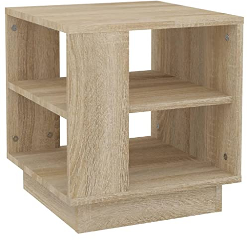 vidaXL Couchtisch mit 2 Ablagen Beistelltisch Wohnzimmertisch Kaffeetisch Sofatisch Teetisch Tisch Wohnzimmer Sonoma-Eiche 40x40x43cm Holzwerkstoff