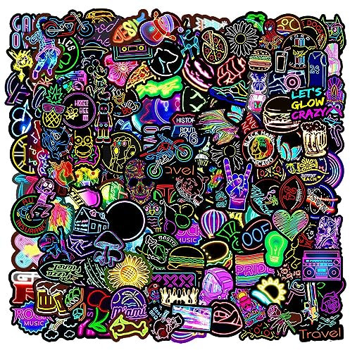 ZOCONE 200 Pcs Pegatinas Neón, Paquete de Stickers Chulas de Graffiti de Colores, Impermeables con Patrones no Repetitivos, para Niños y Adolescentes