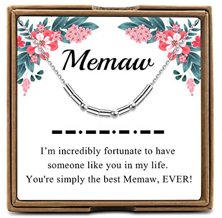 Memaw Halskette Oma Geschenke Memaw Morse Code Halskette Geschenk für Memaw versteckte Nachricht Schmuck, 2.56, S