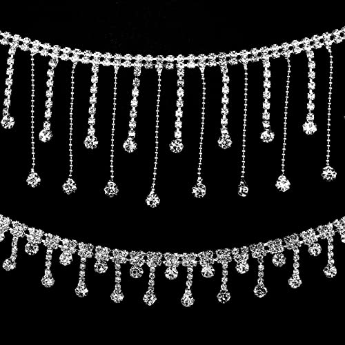 ZoZoMaiy 2 Yards Strass Kette Trim Quaste Kristall Strass Ketten Für Hochzeitskleid Dekoration Bastel DIY Kleidungsstück Nähen Handwerk Hosenkette Hüftkette mit 2 Stilen