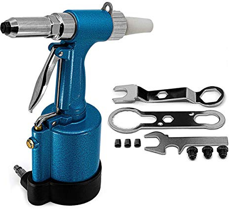 Riloer 1/4 Air Pop Rivet Air Hydraulic Tool Rivet Nut Riveter Gun Tools Garage Set Heavy Duty Air Hydraulic Riveter Pop Pneumatic Riveting Gun Rivet Tool with Nose Pieces