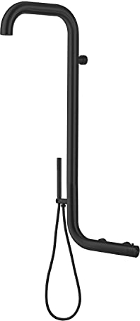 SINED Wanddusche aus Edelstahl AISI 316L Schwarz mit Doppelmischer und 3WegeVentil für innen und außen Modell Arborea Schwarz