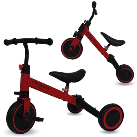 CHLOENCE - Dreirad für Kinder, 3 in 1, Balance-Dreirad, Fahrrad ohne Pedale, Kinderfahrrad 1-5 Jahre, CE-zertifiziert, verstellbarer Lenker, bequeme Lenkung, verstellbarer Sitz, Geschenk für Kinder