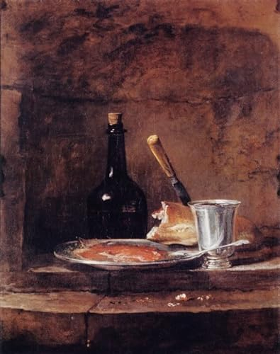 KOKITS Impresiones En Lienzo Arte Arte Lienzo Pintura famosa El cáliz de plata de Jean Baptiste Simeon Chardin para sala de estar 60x90cm