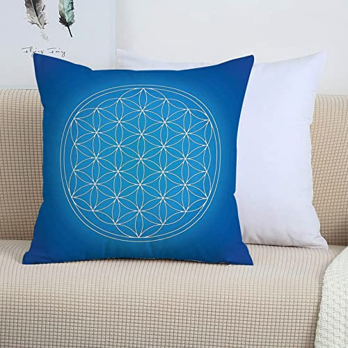 2er-Set Dekorativ Kissenbezug 45x45 cm,Heilige Geometrie Dekor, Blume des Lebens Gittermuster bes,Polyester Kissenbezüge Dekokissen Kissenhülle Set Kissen Fall für Sofa Auto Schlafzimmer Zuhause Dekor