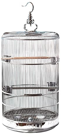 UCCE Vogelkäfig, Papageienkäfig, Edelstahl, auffälliger Vogelkäfig, Papageienkäfig, großer Vogelkäfig mit Futterspender und Stange, kann für Love Birds, Vogelhäuschen, Wellen