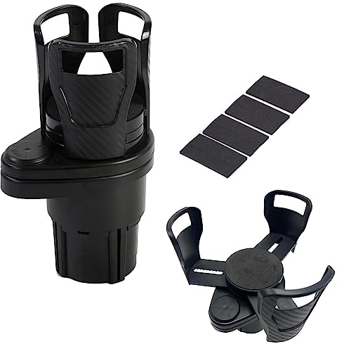 Norhogo Multifunctional 2 In 1 Cup Holder, Universal Dual Holder, Adjustable and Extendable, Fits Large Bottles, 360° Rotating Base for Car/Marine/Caravan, Black