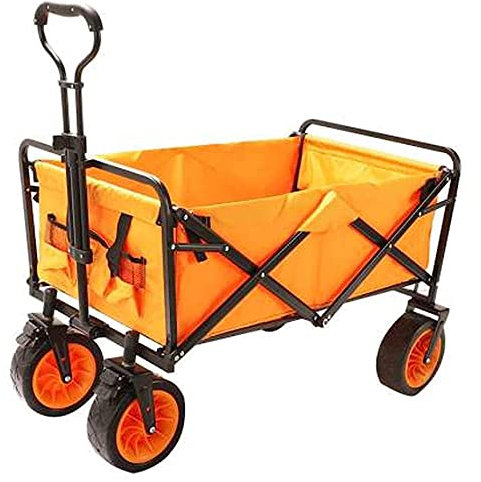 ZAANU Carros, Carro Camping Car Carro Plegable Portátil Carro De Cuatro Ruedas Al Aire Libre Compras Carro De Pesca Carros/Naranja/100Cm (75cm Naranja)