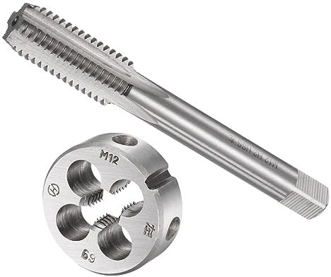 CoCud Taraud et Matrice Ensemble, M12 x 1.75 Filetage, Gauche Main Métrique Haute-vitesse Acier Machine Vis Taraud & Rond Outil - (pour Filetage Tapotement Réparation), 1-Ensemble