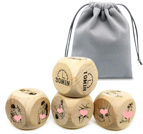 ZoTuoART 4 dadi in legno per coppie, dadi di sfida casuali, giochi di dadi per adulti per coppie, dadi sessuali per giochi di ruolo, dadi divertenti per adulti