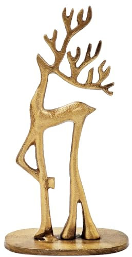 matrasa Dekohirsch aus Aluguss 11x6x21 cm - Skandi Hirsch Weihnachsdeko Rentier - Gold