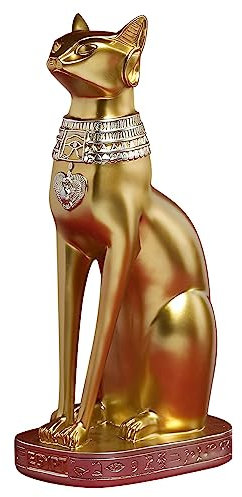 Ni-JASW 23,9 cm hohe goldfarbene ägyptische Katzengöttin Bastet Statue, altes Ägypten Bast-Figuren, Heimdekoration