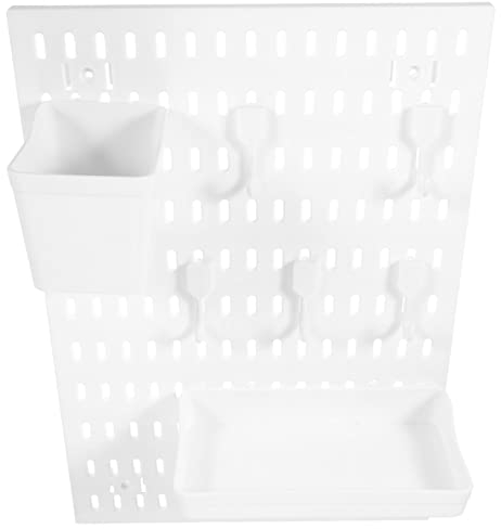 NIYANGLE 1 Jeu Panneau Perforé Gobelets Perforés Kit De Combinaisons De Panneaux Perforés Étagère De Rangement Doutils Panneaux Muraux Bureau Boîte De Rangement Plastique Tenture Blanche