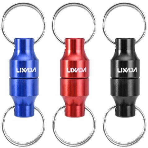 LIXADA Magnetischer Netzhalter für Fliegenfischen, mit 3 Spiralband-Kescher-Clip-Verbindern, 3 Stück, Schwarz + Rot + Blau