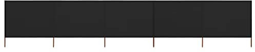 ShGaxin Paravent 5 Panneaux Tissu 600 x 160 cm Noir,Résistant Au Vent Et Aux UV,Brise-Vue pour Balcon,Paravent De Balcon De Jardin