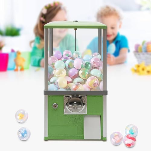 PASPRT Máquina expendedora Comercial de máquina de chicles de Caramelo, máquina dispensadora de Dulces, máquina de premios, máquina de Dulces para cápsulas Redondas (Green)