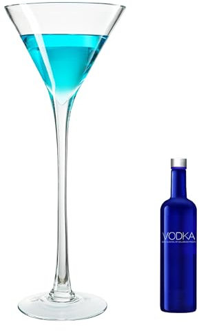 Worlds Largest Giant Martini Glass - Huge 20 Inches, 54 OZ, Mega Glass, Huge Stemware, Clear Decorative Hand Blown Glassware, Large Novelty Stemware/Cocktail Novelty, Oversized XL Goblet