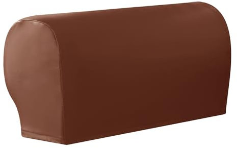 CZADMXP Elastische Sofa Armlehnenbezüge, Leder Couch Armkappen Armlehnenbezug, Verstellbar rutschfest Armlehnenschoner Für Stühle Sessel Sofa Couch (Orange,4er Set)