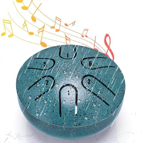 3 Zoll 6 Noten Stahlzungentrommel Regenspiel, Regentrommel Garten, Für Musikalisches Geistheilungs-Yoga, Wasserdichtes Musik-Regentrommel-Instrument Für Den Außenbereich