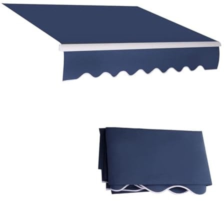 Toldo retráctil para patio, tela impermeable, protector solar, toldo enrollable resistente para terraza al aire libre, manual/eléctrico, color azul marino, 2 x 1,5 m