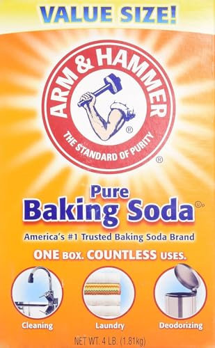 Kajal Arm & Hammer Backpulver Natron 4LB (1er Pack) – Vielseitiges Natriumhydrogencarbonat für Küche, Haushalt & Pflege, reines Natronpulver, geruchsneutral mit Kajal Stickern