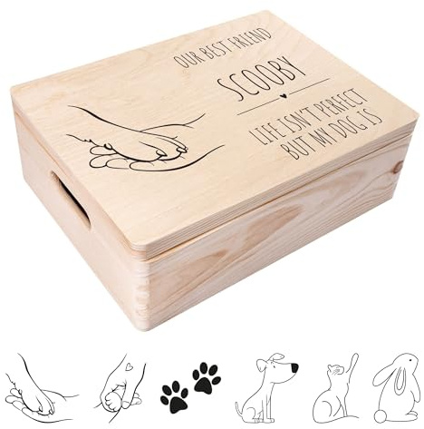 Creative Deco Personalised Memory Pet Box | Custom Keepsake Boxes | Multi-Design | Customised Wooden Storage Box with Hinged Lid