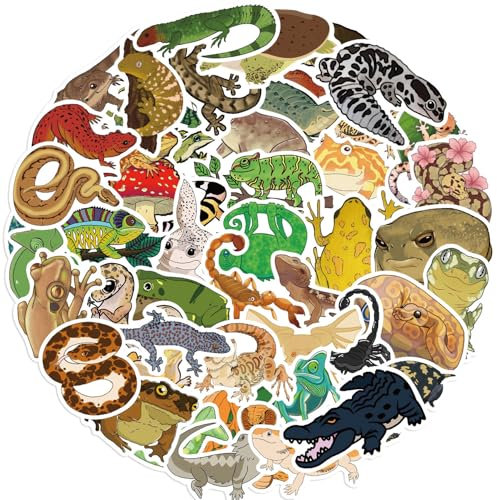 Affoto Reptilien.Aufkleber für Laptop(50PCS),Geschenk für Kinder Jugendliche Erwachsene Jungen,Lizard Wasserdicht Vinyl Aufkleber Stickers für Scrapbook,Skateboard,Auto,Gepäck