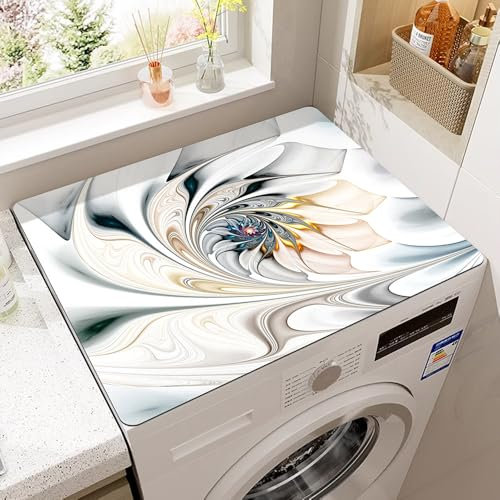 Tapis Anti-poussière Pour Machine à Laver,Roses Marbre Imprimé,Sèche-linge Top Protector Mats,pour Cuisine,Micro-ondes,Réfrigérateur,Table de Chevet,Tapis de la Salle de Bain (Gris Blanc,50x60 cm)