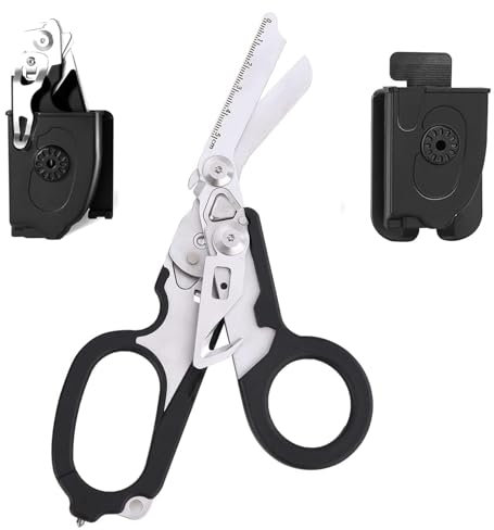 NCZCDZSW Trauma Schere Multitool Rettungsschere mit 6 Praktischen Funktionen Faltbare Scherenzange mit Holster Raptor Response Notfallschere Taktische Klappzang für Outdoor Camping Rettung Werkzeuge