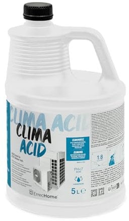 ErrecHome Clima Acid, Limpiador Ácido Unidad Externa para sistemas de aire acondicionado y refrigeración, Fórmula Concentrada, 5 L, El embalaje puede variar